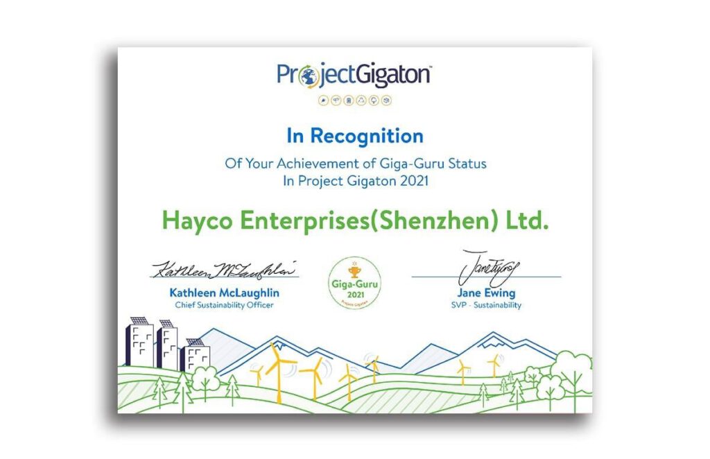 Hayco has been recognized by Walmart as a “Giga-Guru” for our sustainability efforts for three (3) consecutive years